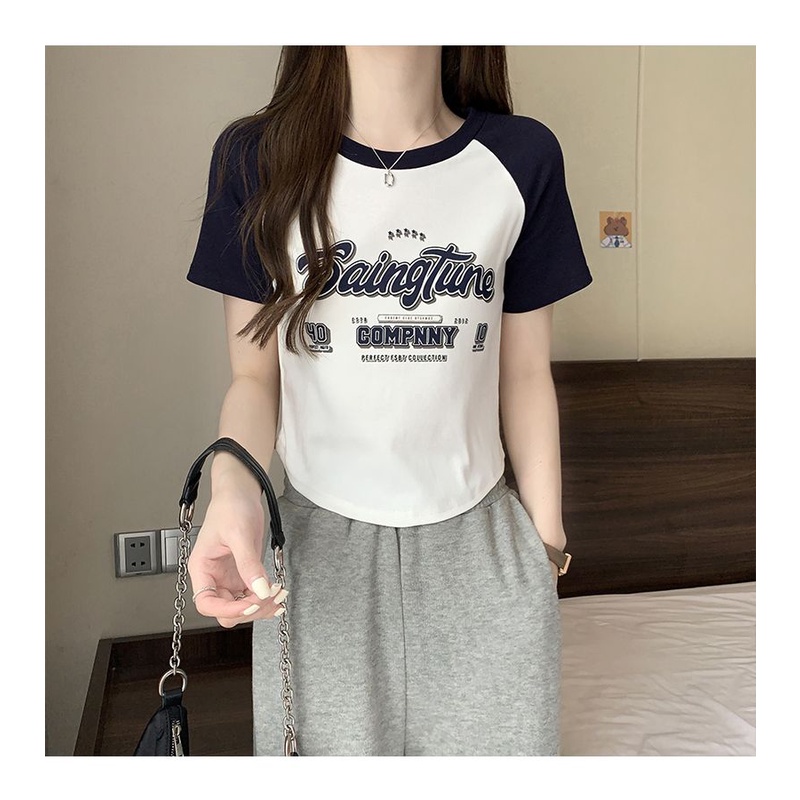 COZOKC Áo Thun Ngắn Tay Dáng Ôm Thời Trang Vintage Cá Tính