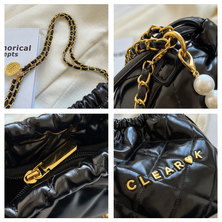 Túi Xách JASMIN NOIR Đeo Chéo Họa Tiết Sọc Caro Đính Ngọc Trai Thời Trang Dành Cho Nữ