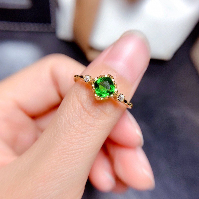 Nhẫn Mạ Bạc 925 Đính Đá Pha Lê Xanh Tự Nhiên Phong Cách Châu Âu Thanh Lịch|Nhẫn Thiết Kế Độc Đáo Thời Trang Cao Cấp