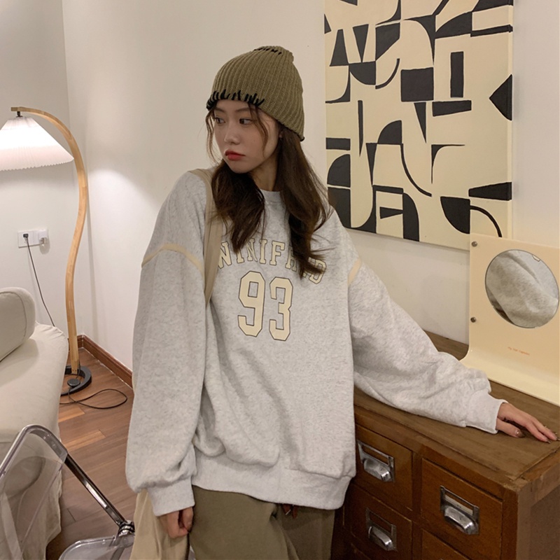 IELGY   Áo sweater Tay Dài Dáng Rộng Dày Dặn Phong Cách retro Hợp Thời Trang Cho Nữ