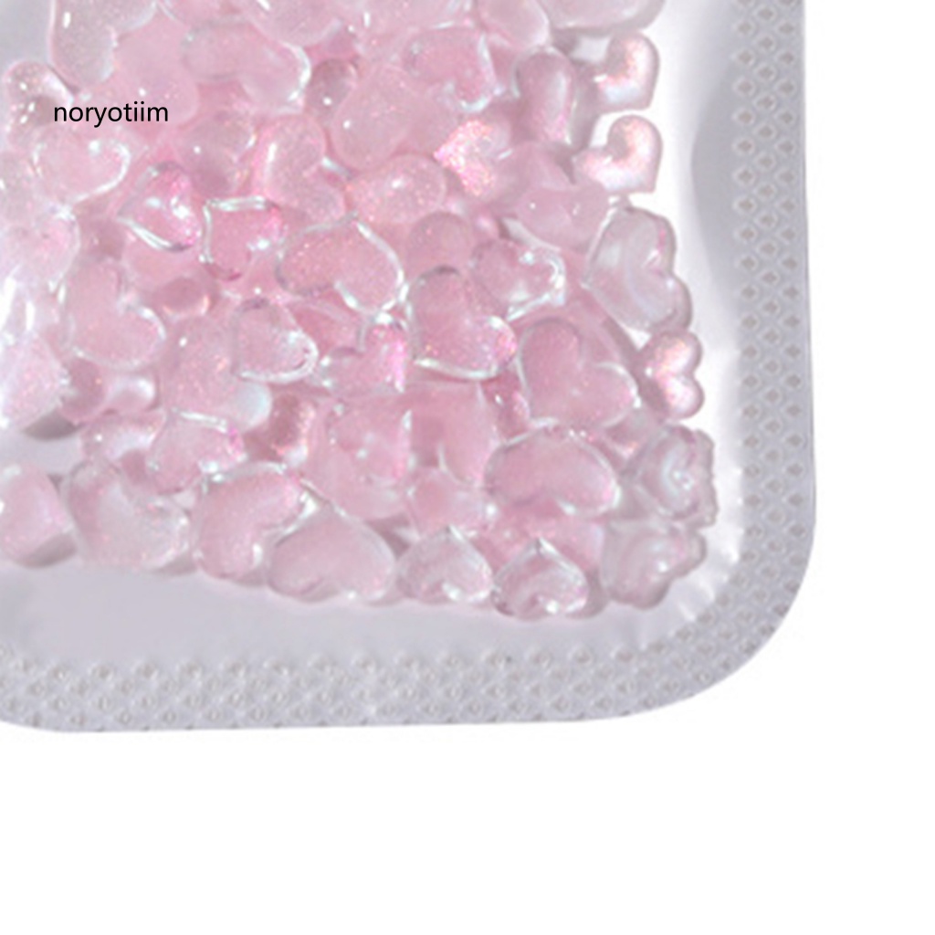 Set 100 Móng Tay Giả Đính Đá Trái Tim Ba Chiều Lấp Lánh DIY