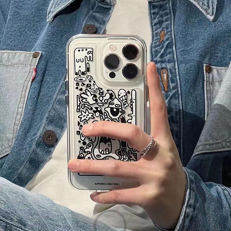 Ốp Điện Thoại Silicon TPU Mềm Trong Suốt Dày Dặn Họa Tiết Vui Nhộn Cho IPhone 14 13 Pro Max 12 11 Pro XS Max XR X 8 7 6 6S Plus