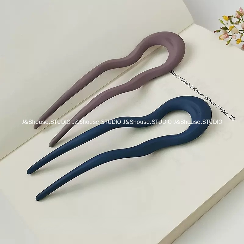 Kẹp Tóc acrylic Hình Chữ U Gợn Sóng Màu Nhám Phong Cách Hàn Quốc KF571