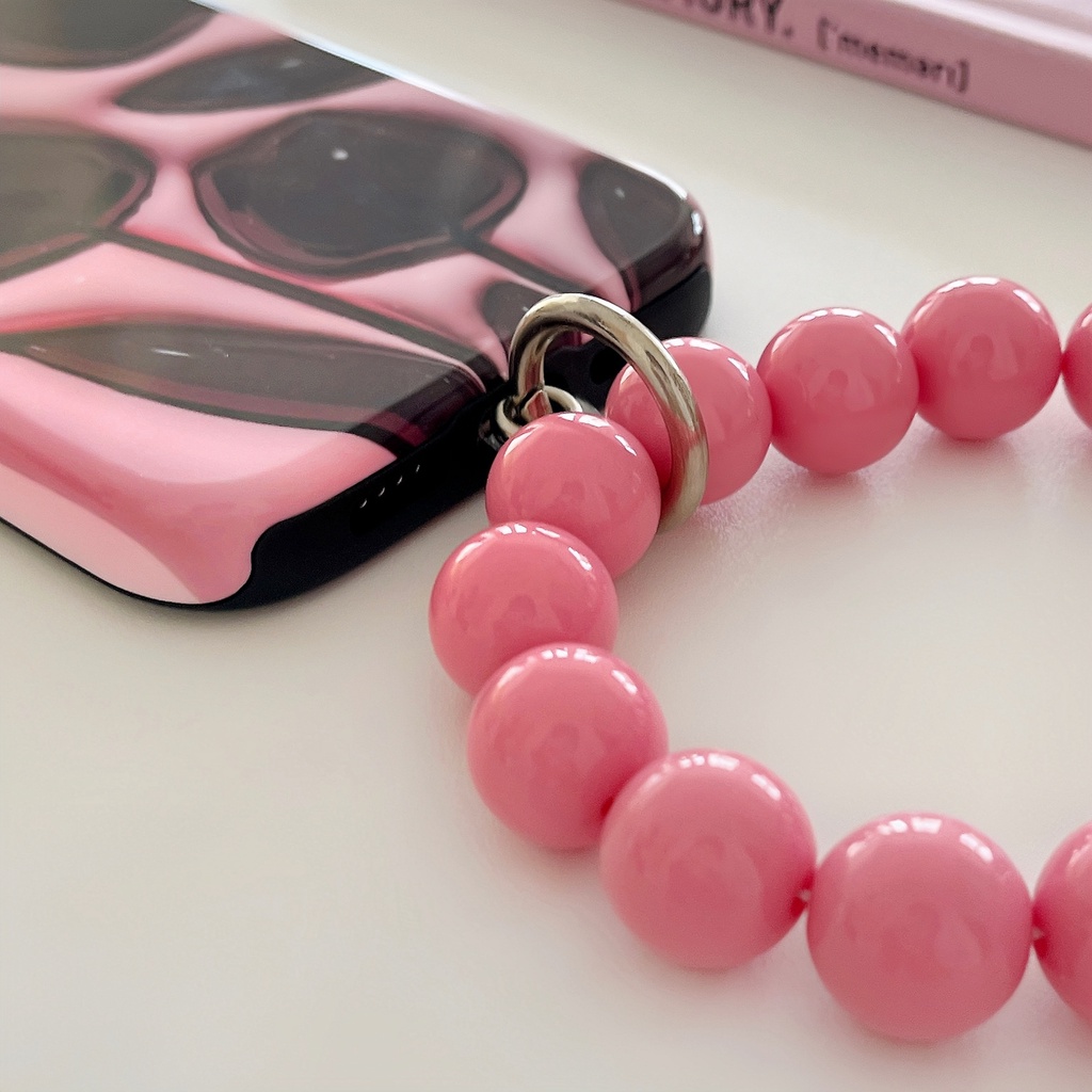 Ốp Điện Thoại TPU Dẻo Họa Tiết Hoa Tulip Đen Kèm Dây Đeo Ngọc Trai Chống Rơi Cho iPhone 14 13 12 11 Pro Max