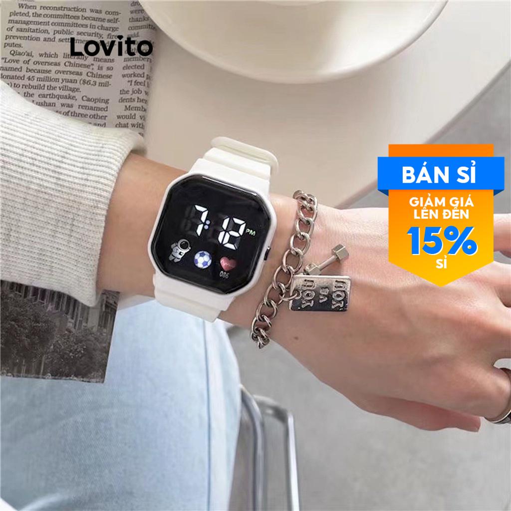 Lovito Đồng hồ điện tử dễ thương hình vuông đơn giản dành cho nữ LSP01001 
