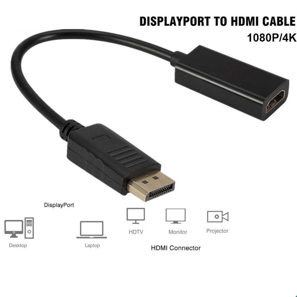 Cáp ChuyểN ĐổI DP Sang HDMI 4k 1080P Cho Laptop / PC / MàN HìNh / MáY ChiếU