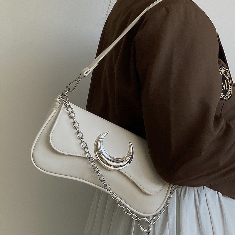 Túi Đeo Vai IELGY niche Màu Đen Khóa Mặt Trăng Thời Trang Cao Cấp Cho Nữ