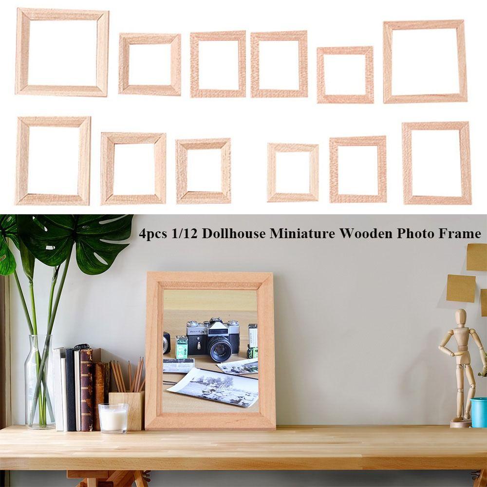 Bộ 4 Nội Thất Mini Bằng Gỗ Tỉ Lệ 1 / 12 Trang Trí Nhà Búp Bê