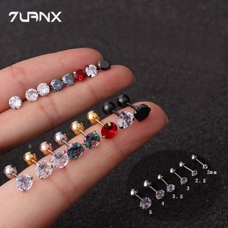 7uanX 1 Khuyên Tai 3 Móng Vuốt Bằng Thép Không Gỉ Đính Đá Zircon 20Gauge