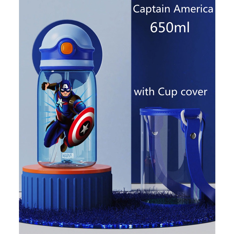 Disney Bình Nước Thể Thao Hình Mickey / Người Nhện Kèm Ống Hút Tiện Dụng Cho Bé