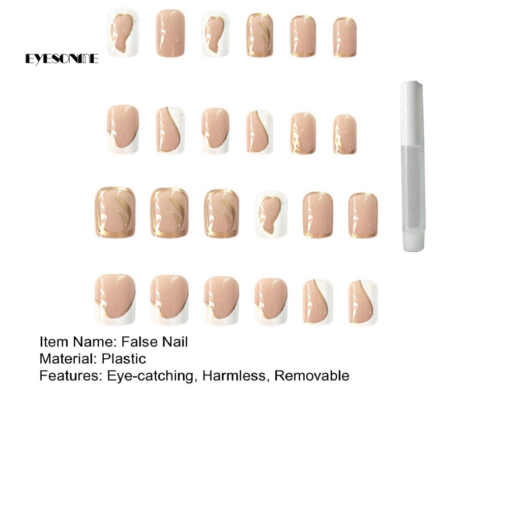 1 Bộ Móng Tay Giả Che Phủ Toàn Diện Không Phai Màu Kèm Keo Dính Đơn Giản Cho Salon