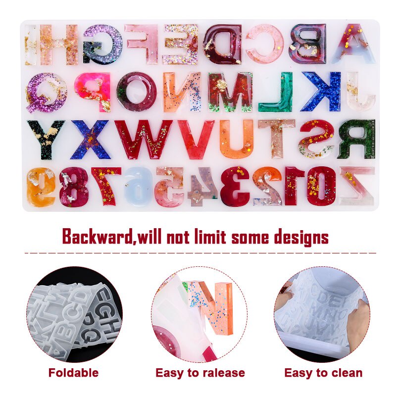 Bộ Khuôn Silicone Làm Móc Khóa / Đồ Trang Sức Hình Chữ Cái DIY