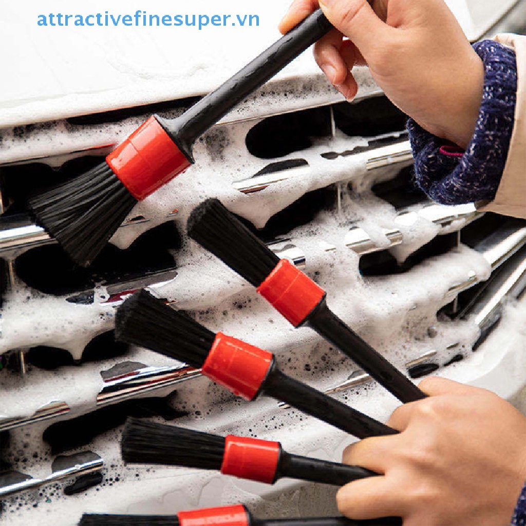 Bộ 5 Bàn Chải Lông Mềm Cán Dài Vệ Sinh Xe Hơi AFS