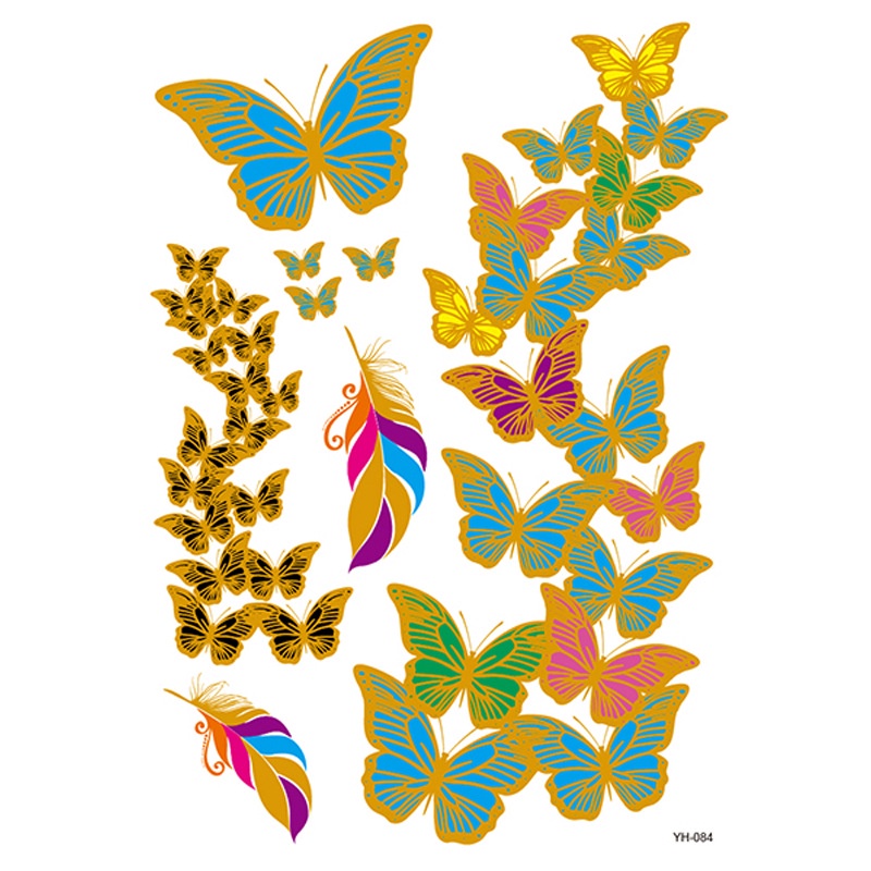 Miếng Dán Hình Xăm Tạm Thời Bằng Lá Kim Loại Nhiều Màu Sắc Chống Nước Cho Nữ