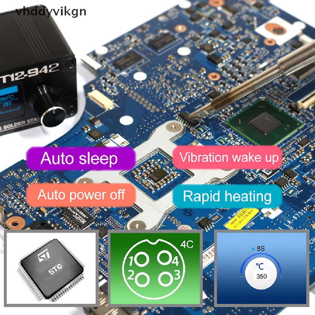 Trạm Hàn Kỹ Thuật Số Mini VHDD T12-942 T12-907 + Đầu T12-K