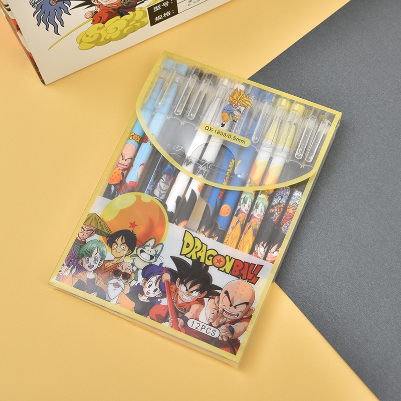 Hộp 12 Bút Mực Gel Đen Họa Tiết Hoạt Hình Dragon Ball Son Goku Có Thể Xóa Được