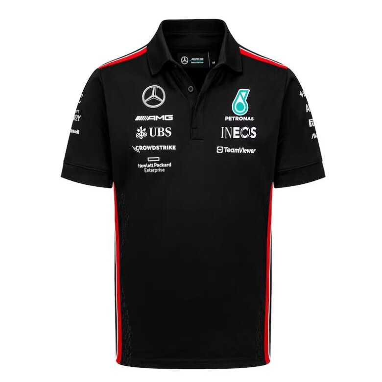 Bộ Đồ Đua Xe F1 2023 Mới Nhất + Áo polo Tay Ngắn In Logo Mercedes AMG Petronas Team + Áo Thun Tay Ngắn Mùa Hè