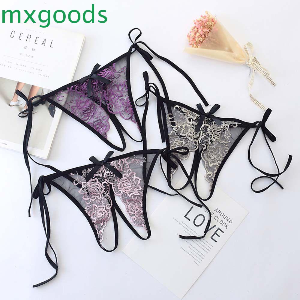 Quần lót ren trong suốt lưng thấp phối nơ quyến rũ cho nữ