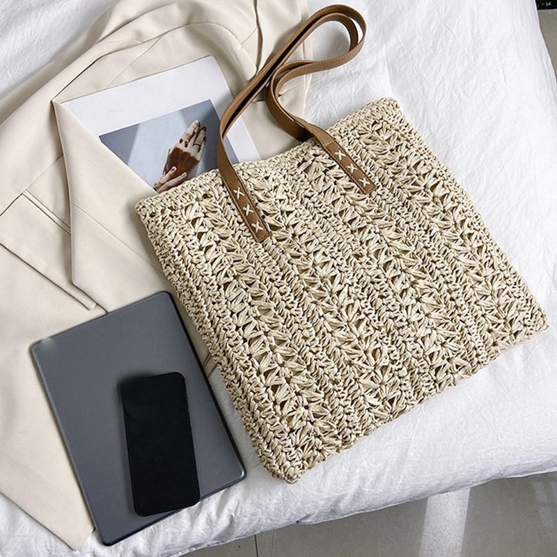 Túi Xách Đeo Vai Sức Chứa Lớn Họa Tiết Hoa Và Ống Hút Phong Cách Hàn Quốc Cho Nữ