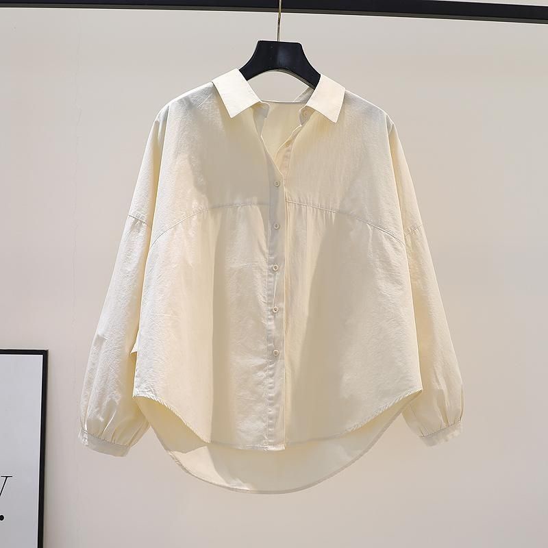 Áo Sơ Mi Cotton Tay Dài Dáng Rộng Màu Trơn Thời Trang Xuân Thu Hàng Mới Dành Cho Bạn Nữ