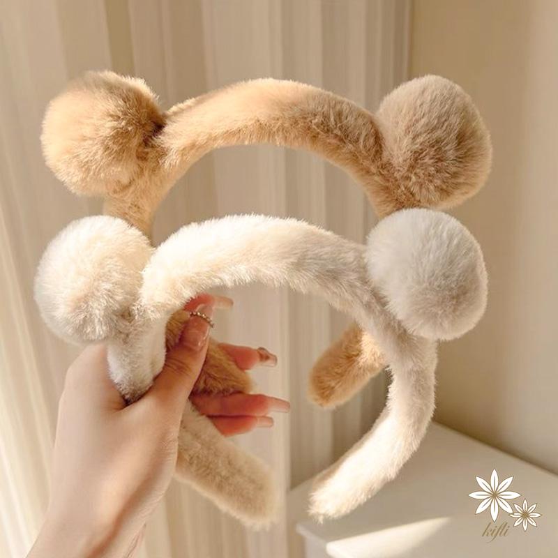 Băng Đô Cài Tóc Tai Gấu Bằng Lông Nhung Trắng Dễ Thương Xinh Xắn Cho Nữ 2023