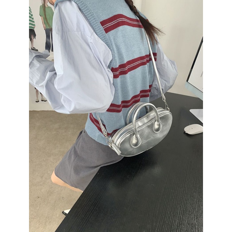 Bán Chạy!F &amp; X Túi Xách Messenger Đeo Vai Màu Bạc Phong Cách Đường Phố Hàn Quốc Độc Đáo Thời Trang Cho Nữ