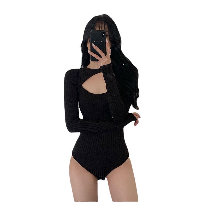 Bikini liền thân tay dài che nắng, áo tắm màu đen dài tay đi biển BM40