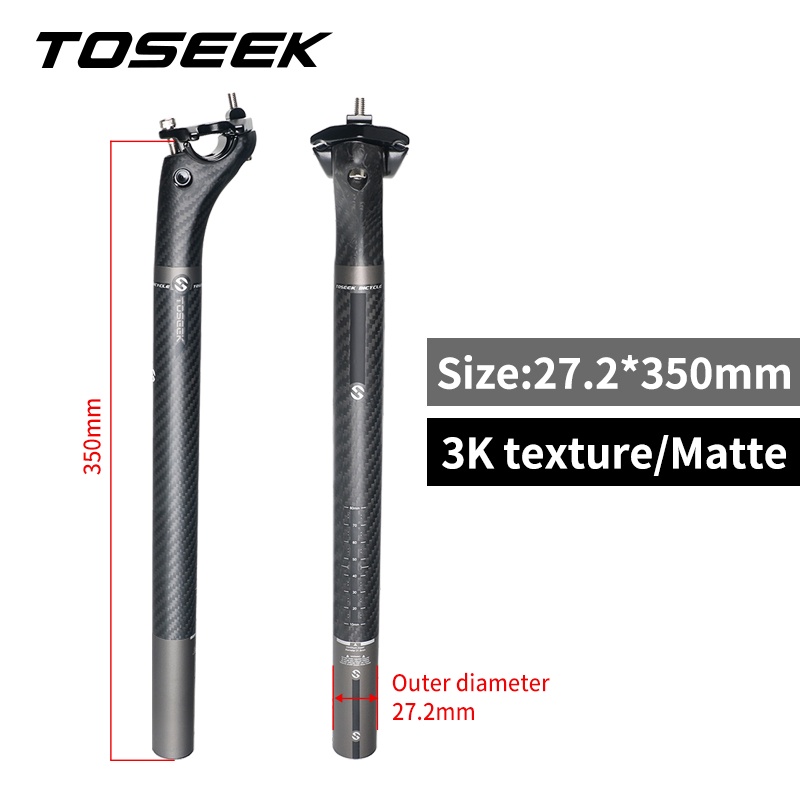 Cột Yên Xe Đạp Tosek 3K 20mm 27.2 / 30.8 / 31.6 Mtb Bằng Sợi Carbon