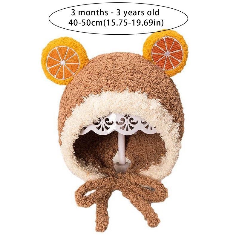 Mũ Beanie Màu Trơn Giữ Ấm Tai Gấu Dễ Thương Cho Bé