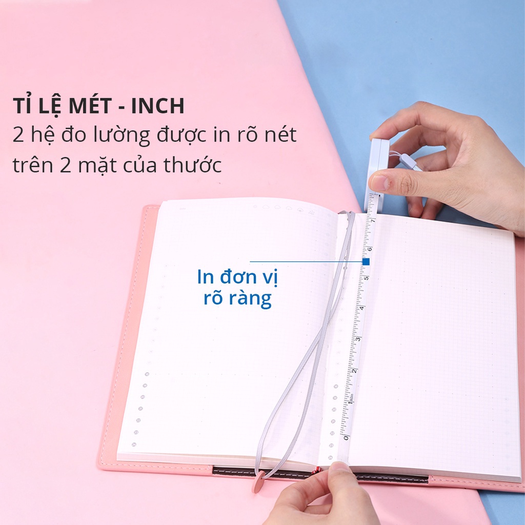 Thước Dây Cuộn Rút Thu Tự Động HỘP VUÔNG 1.5 Mét - Đo Eo, Vòng Bụng Sức Khỏe