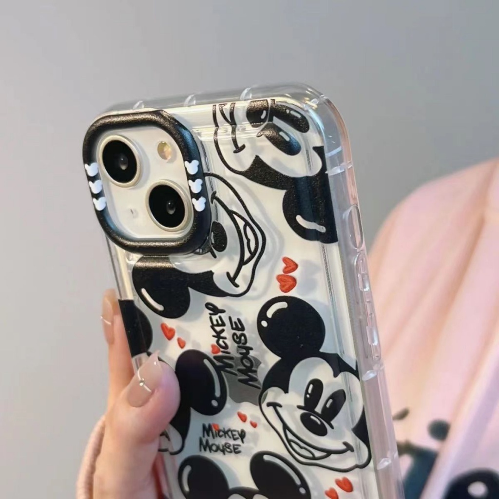 ✅Ốp Điện Thoại Túi Khí Mềm Màu Trong Suốt Hình Chuột Mickey iPhone 14 13promax 11 12 XR XS J2LR