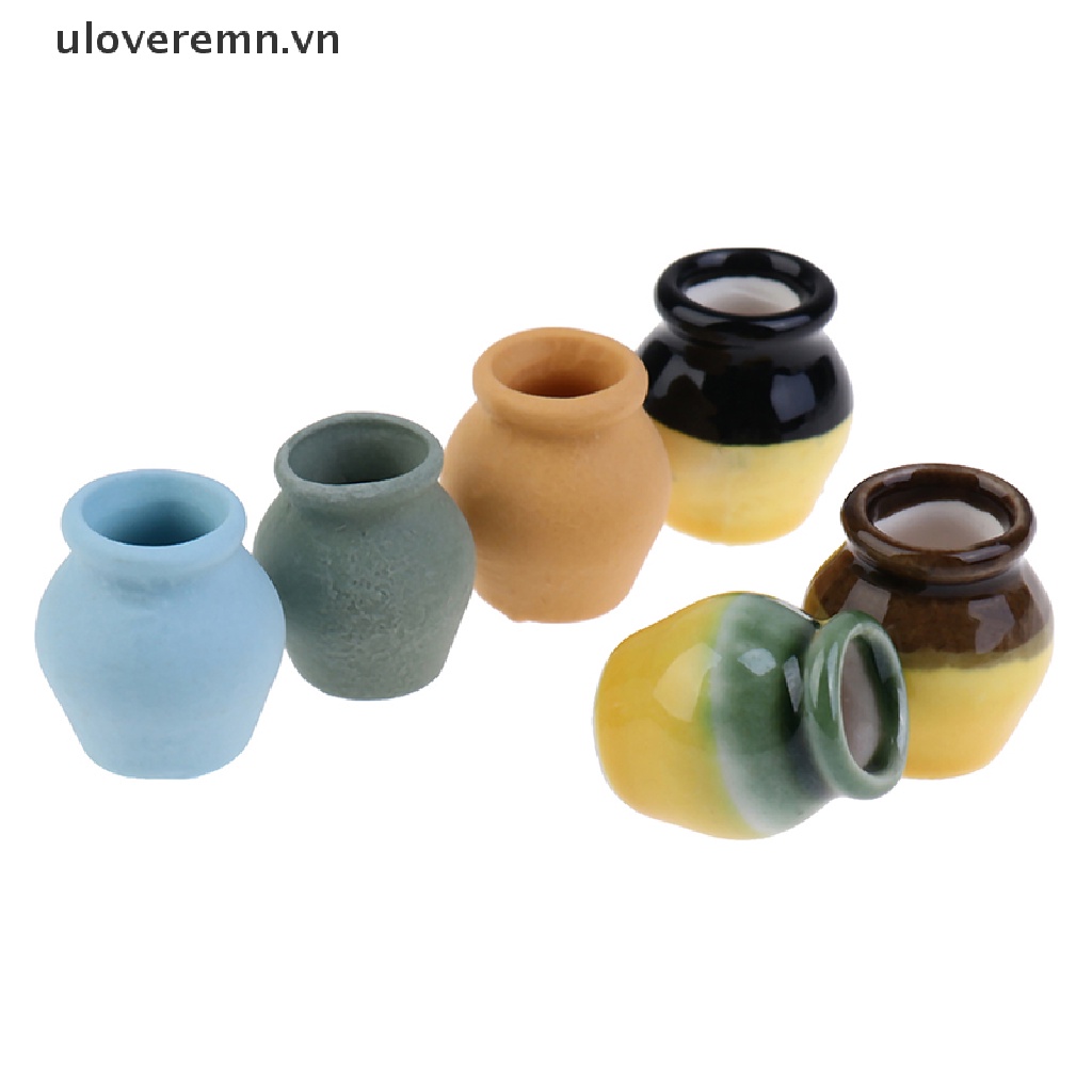 Set 6 Bình Hoa Sứ Mini Trang Trí Nhà Búp Bê Tỉ Lệ 1: 12