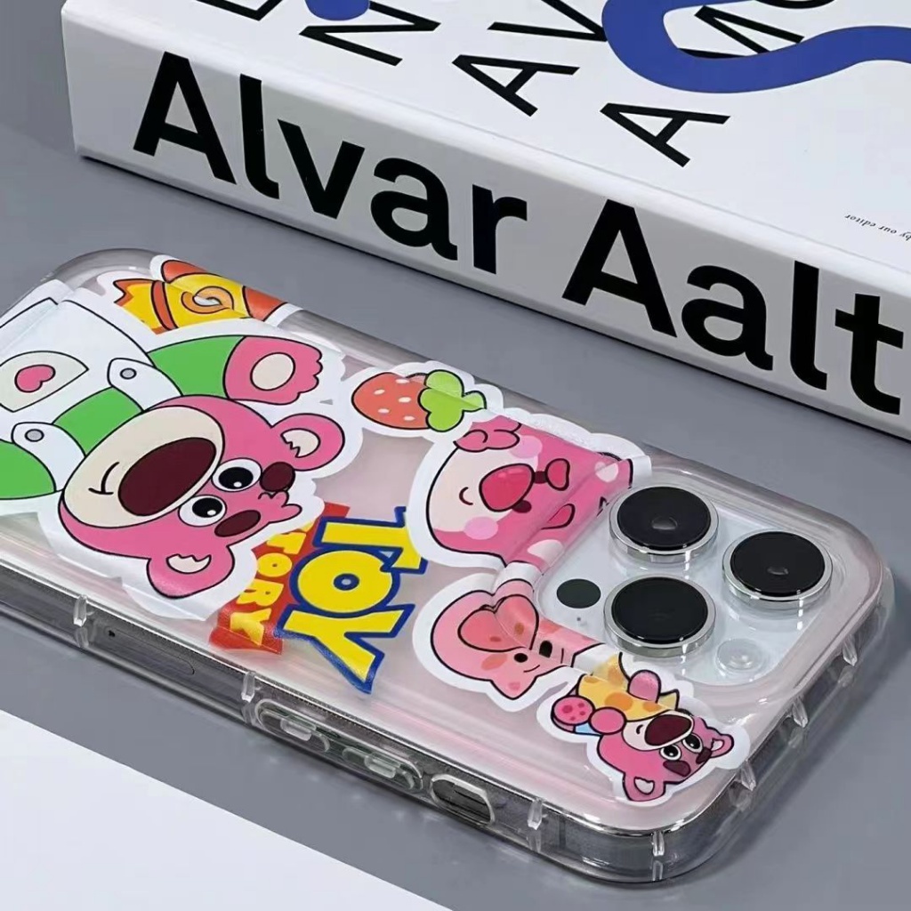 ✅Ốp Điện Thoại Túi Khí Mềm Hình Gấu Dâu Graffiti Cho iPhone14 13promax 12pro 78p xsmax xs