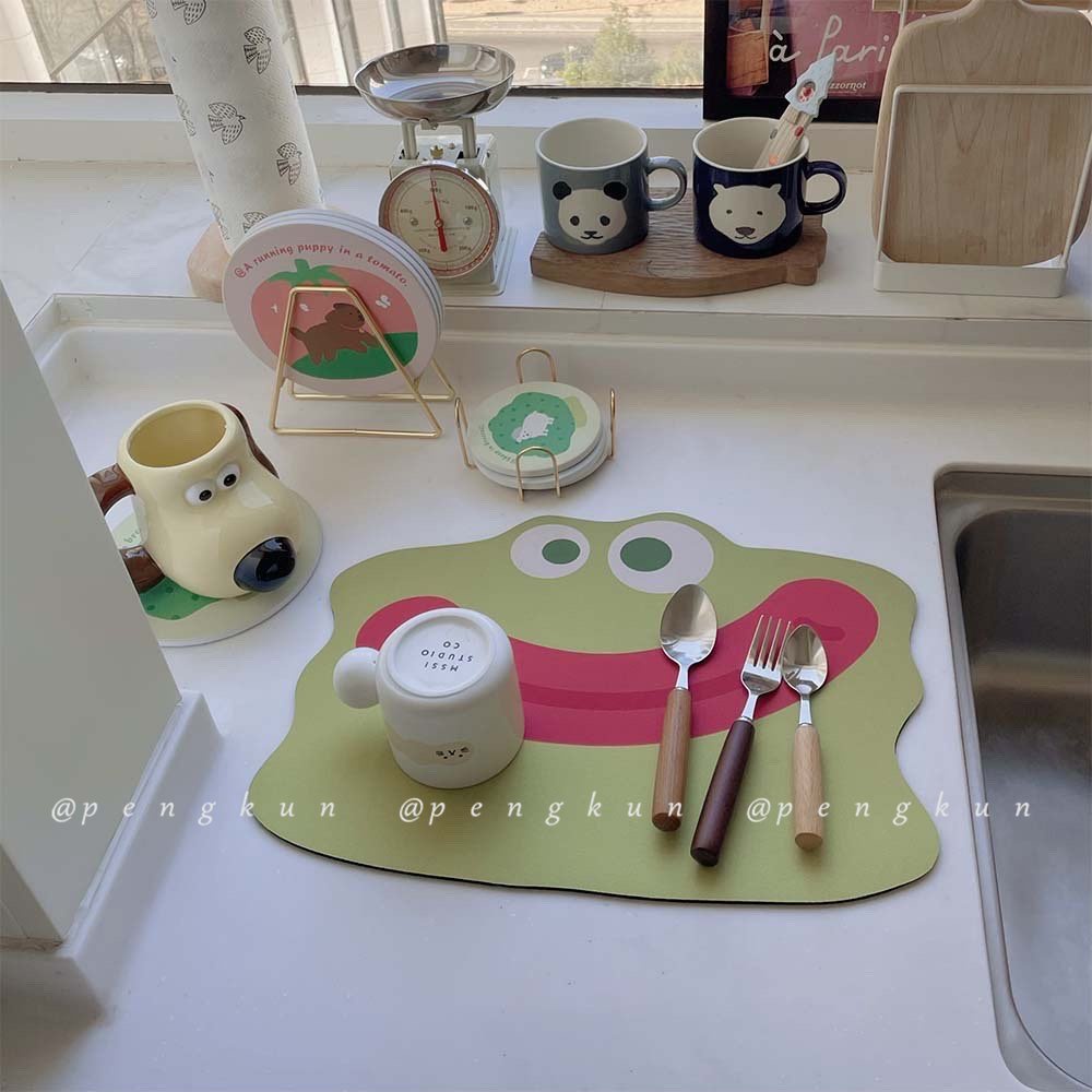 Thảm Lót Sàn Mềm Thấm Hút Nước Nhanh Khô Họa Tiết Biểu Tượng Cảm Xúc Vui Nhộn Cho Nhà Bếp