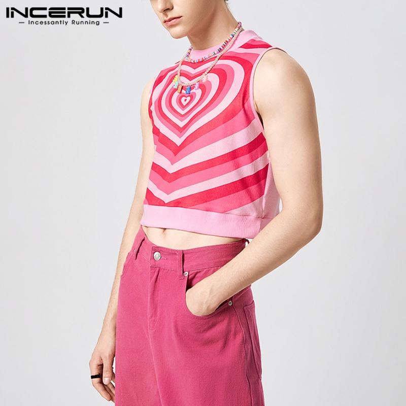 Áo ba lỗ INCERUN in hình trái tim thời trang năng động dành cho nam | BigBuy360 - bigbuy360.vn