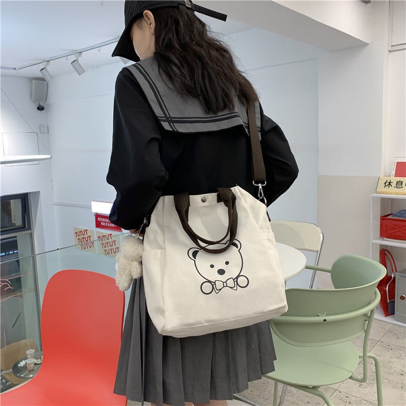 Bololo Túi Xách canvas Sức Chứa Lớn Phong Cách Nhật Bản Cho Học Sinh