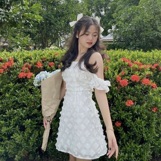 🌸Váy trễ vai tơ hoa tiểu thư siu xinhhh ❤️❤️