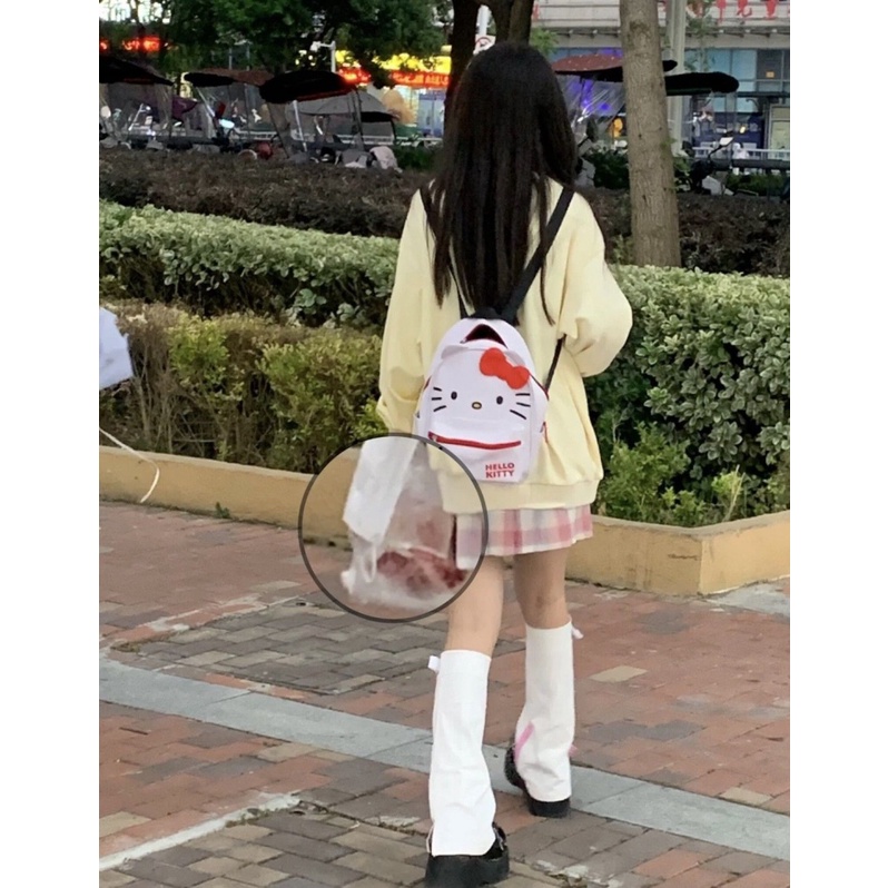 Balo Đi Học Hình Mèo Hello Kitty Dễ Thương Phong Cách Nhật Bản