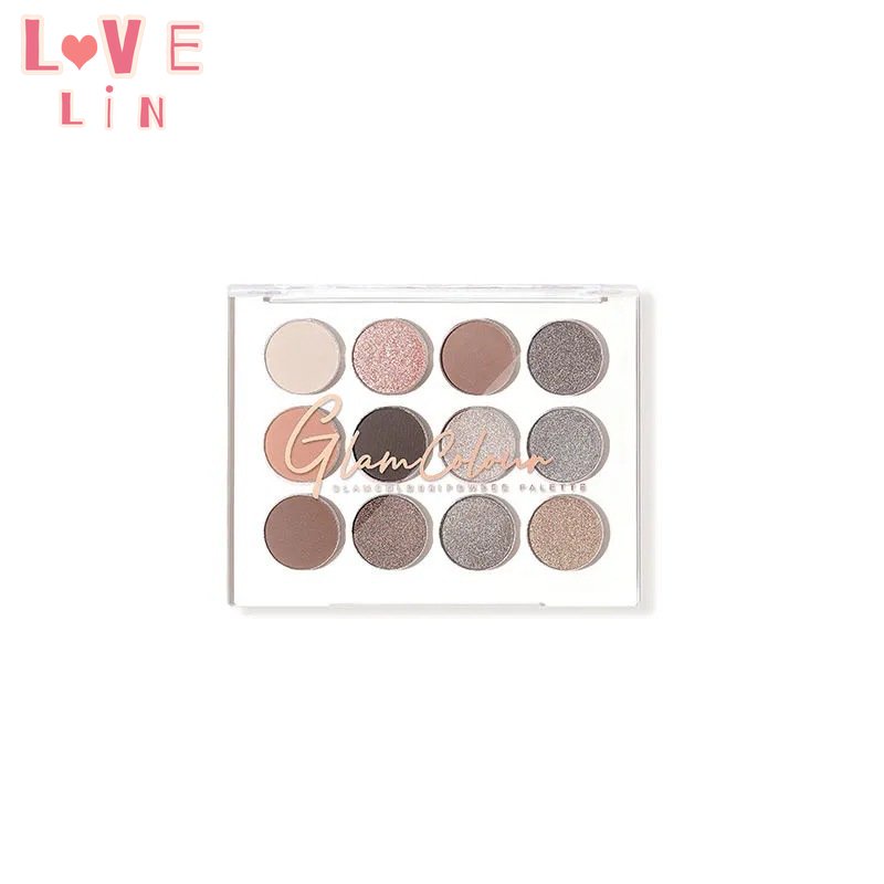 [Lovelin] Bảng Phấn Mắt 12 Màu Ánh Kim Tuyến Lấp Lánh Chống Nước Chống Mồ Hôi Phong Cách Mới