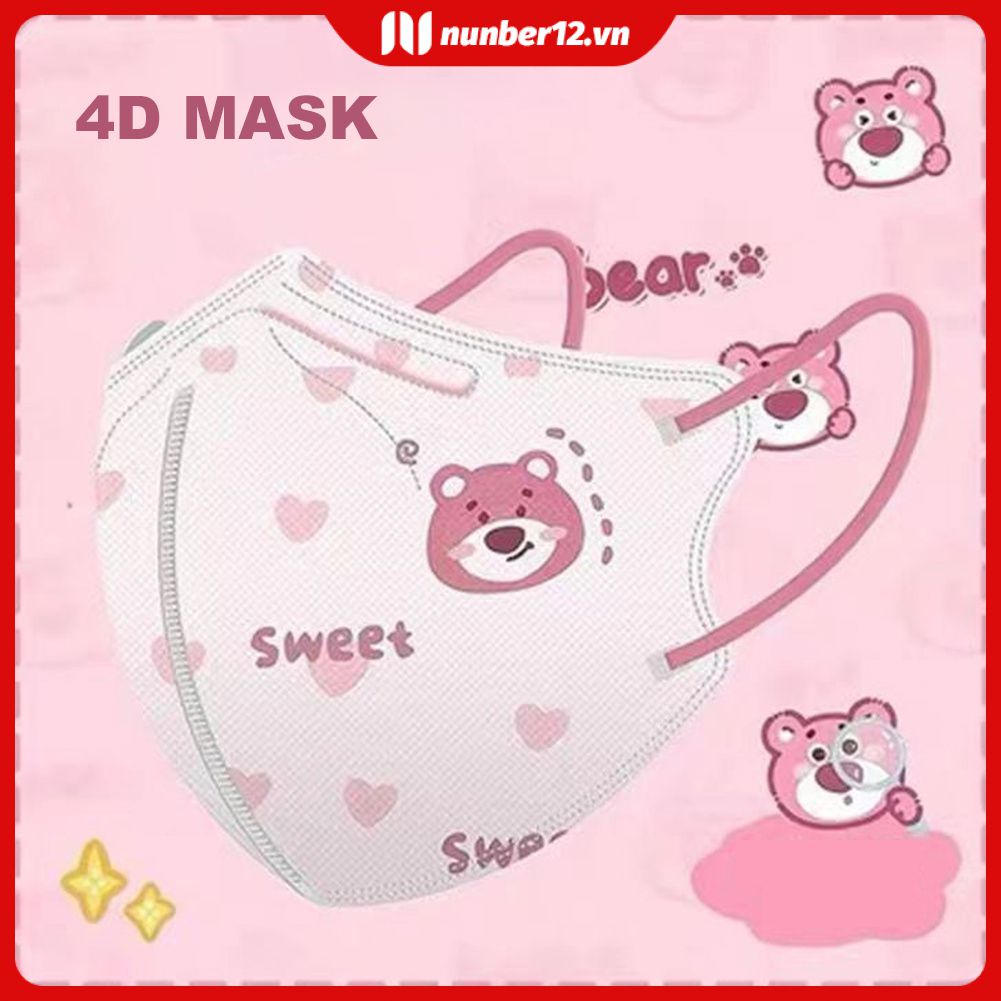 1 Chiếc Mặt Nạ Bảo Vệ Dùng Một Lần Họa Tiết Gấu Winnie/Totoro/Cinnamoroll Hoạt Hình Mặt Nạ Phòng Ngừa 4 Lớp 3d Cho Người Lớn