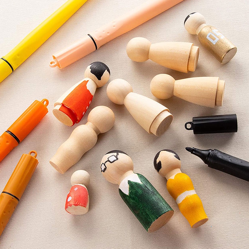 Set 10 Búp Bê Gỗ Tự Vẽ 35-55cm