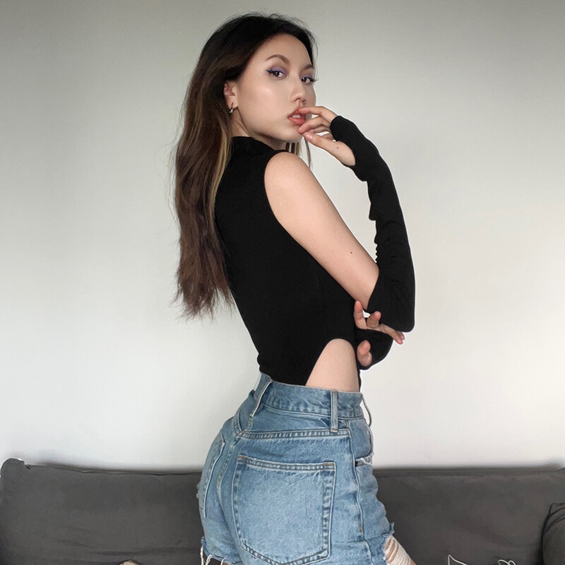 Kliou 2023 Mới Áo Liền Quần Dệt Kim Co Giãn Cao In Chữ Phong Cách Đường Phố Cá Tính Thiết Kế Mới 2023 Dễ Phối Đồ Cho Nữ