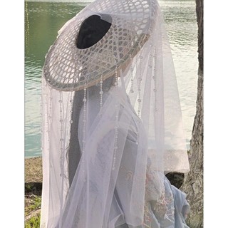 Hanfu Pha Lê Rèm Nón Võ Thuật Cổ Gạc Nón Che Veil Nón