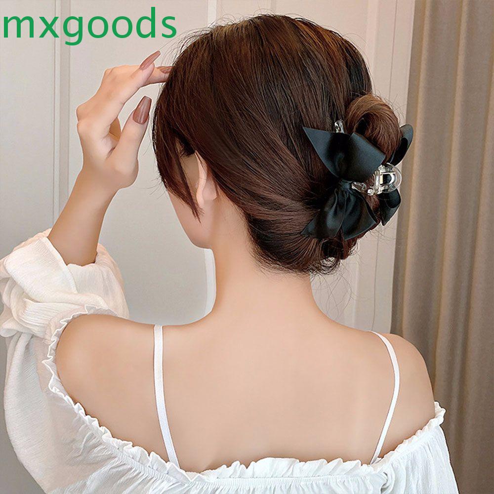 Kẹp Tóc Acrylic Đính Nơ Ruy Băng Màu Trắng / Đen Dễ Thương Thời Trang Cho Nữ