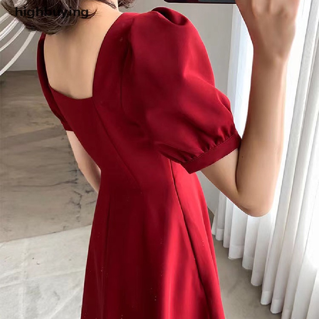 Đầm Dài Tay Cổ Vuông Thiết Kế Mỏng Xinh Xắn Thời Trang Theo Phong Cách Pháp Cho Nữ