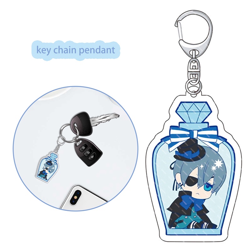 Móc Khóa Hình Nhân Vật Anime Hắc Quản Gia Màu Đen Bằng Acrylic Dễ Thương