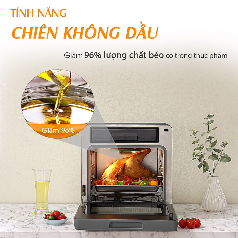 Nồi Chiên Hơi Nước TAPUHO TSF16  | 60 Chương Trình Nấu | 4 trong 1 - Có xiên gà, lồng đào 360