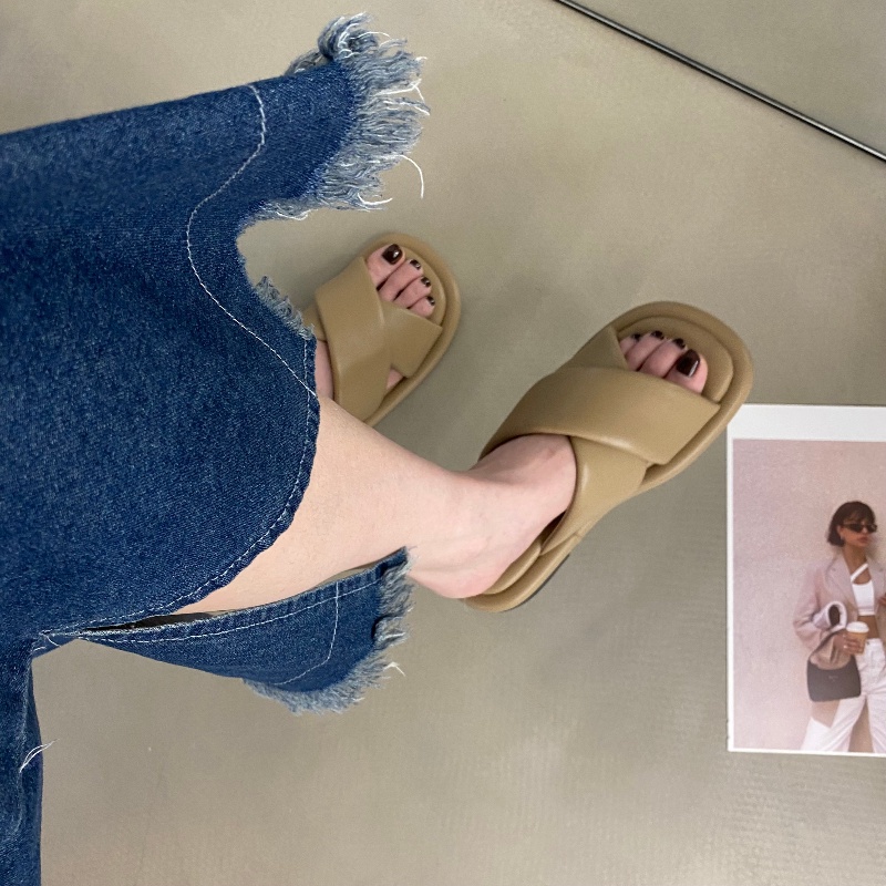 Kisstyle Dép đi biển Mùa Hè Nhẹ Nhàng Đế Mềm Dây Chéo Thoải Mái Cho Nữ