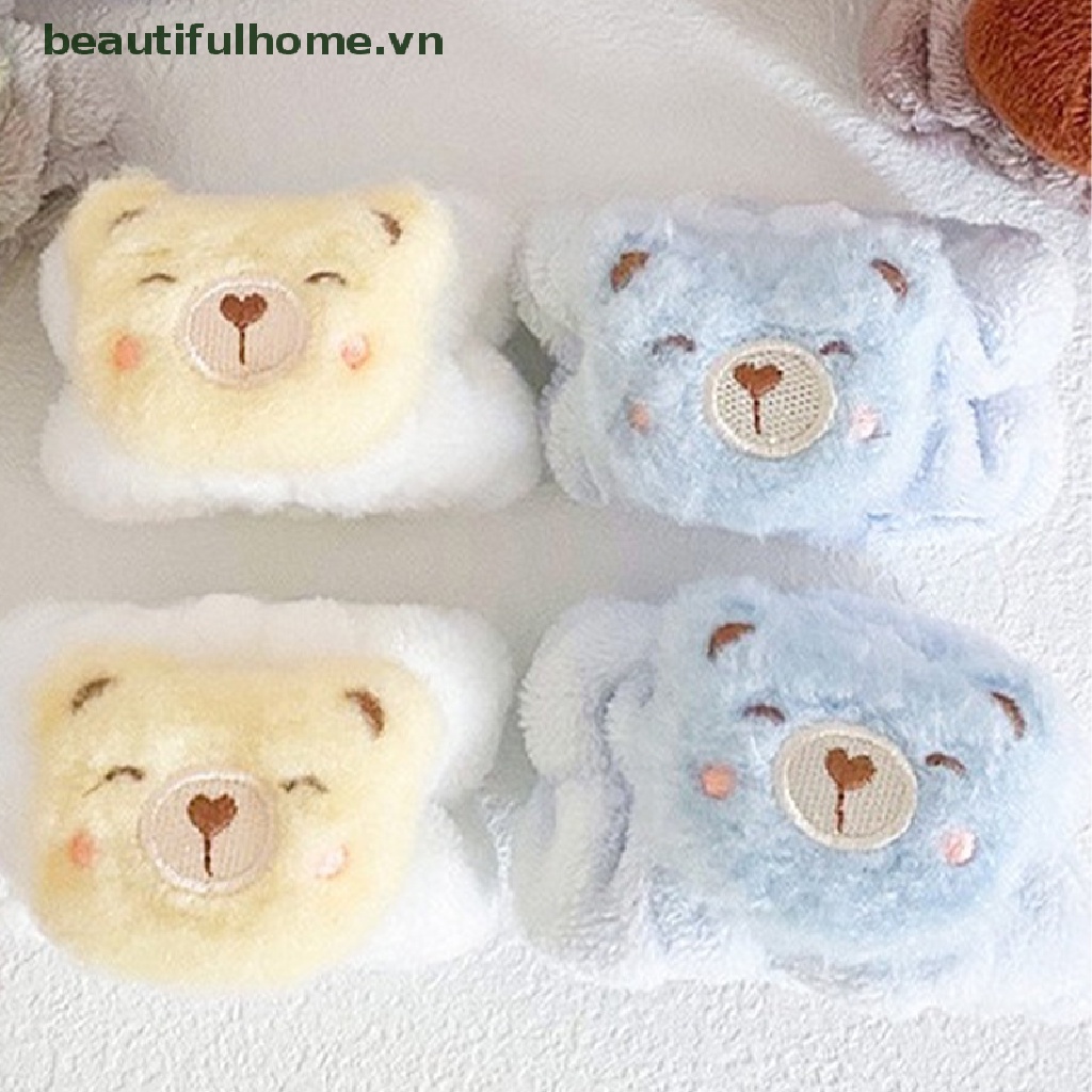 Set 2 Băng Đeo Cổ Tay Bằng Lông Cừu Họa Tiết Hoạt Hình Cho Spa