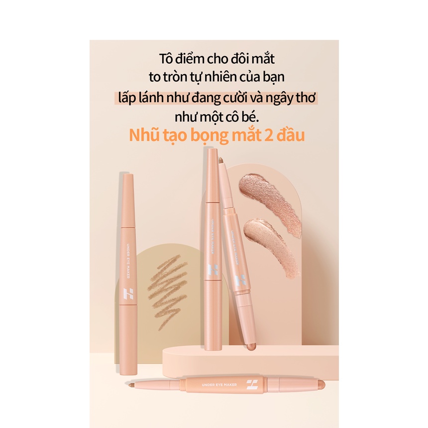 Bút Nhũ Tạo Bọng Mắt Hai Đầu HOLIKA HOLIKA Under Eye Maker 1.6g Daily Beauty Official